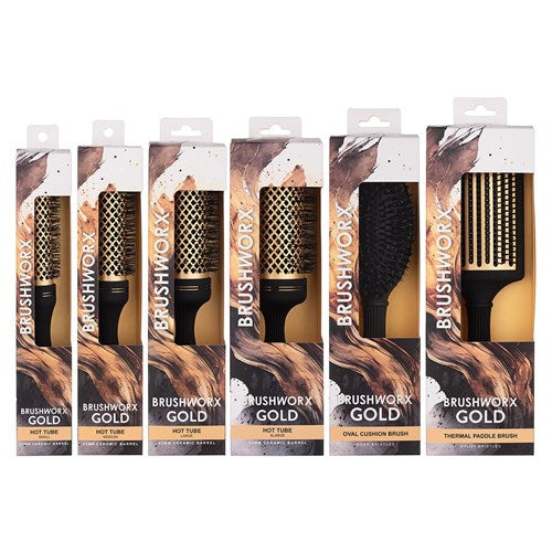 Brushworx Gold Ceramic Hot Tube Brush - 60mm Large