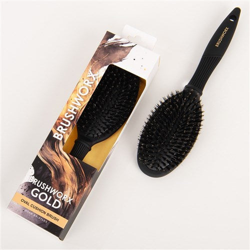 Brushworx Gold Oval Cushion Brush Boar Bristle