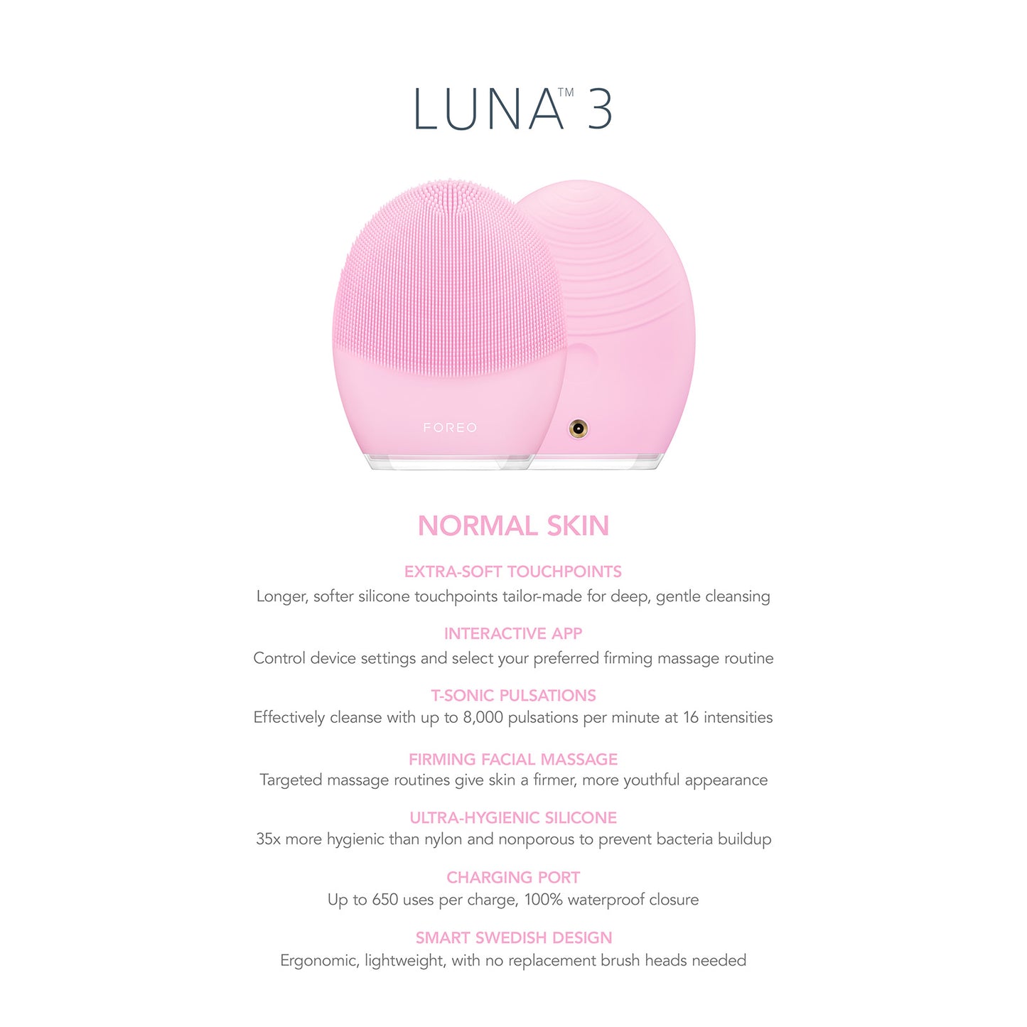 FOREO LUNA™ 3 Facial Cleansing Brush for Normal Skin