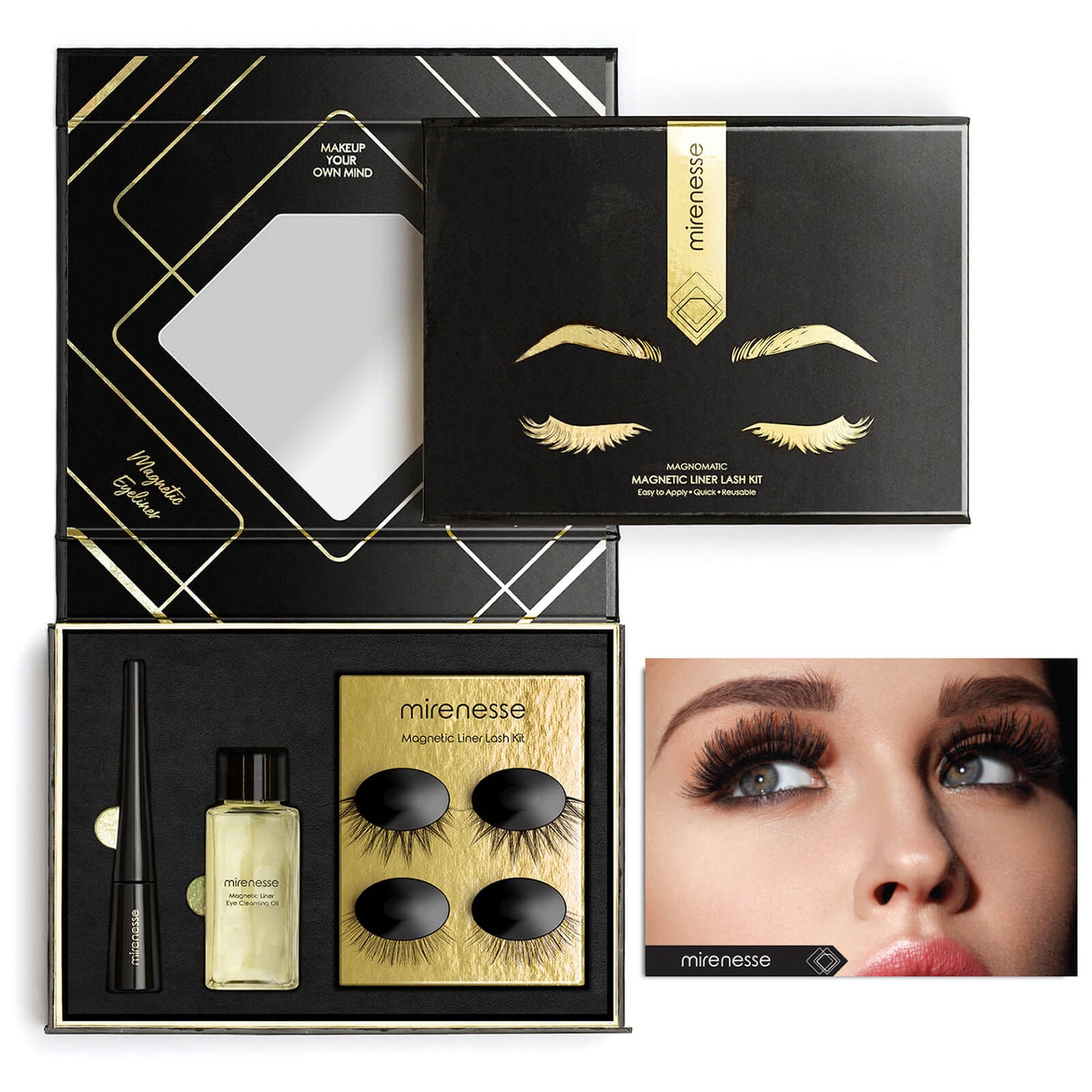 mirenesse Magnomatic Magnetic Eyeliner and Eyelashes Day and Night Kit - Natural Audrey