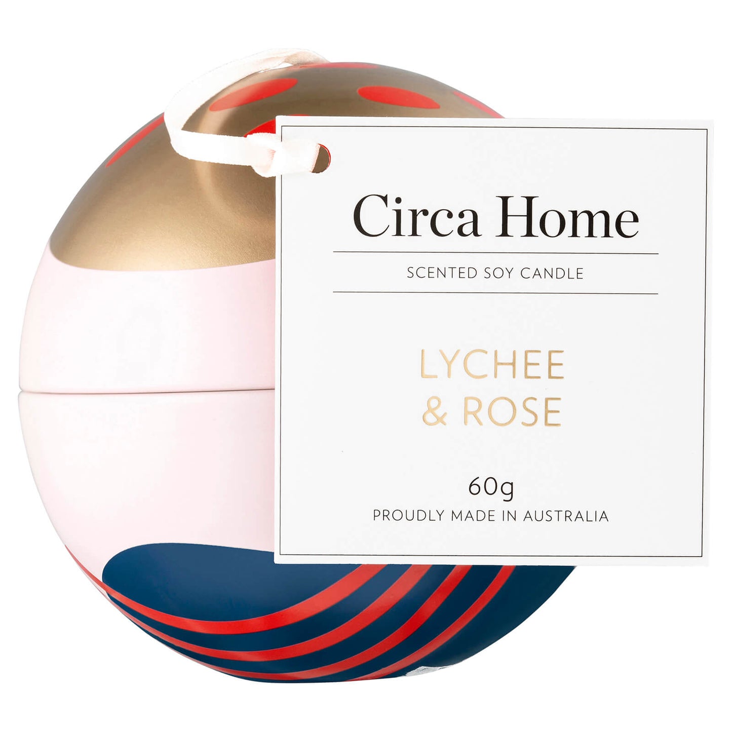 Circa Home Lychee & Rose Christmas Candle Bauble 60g