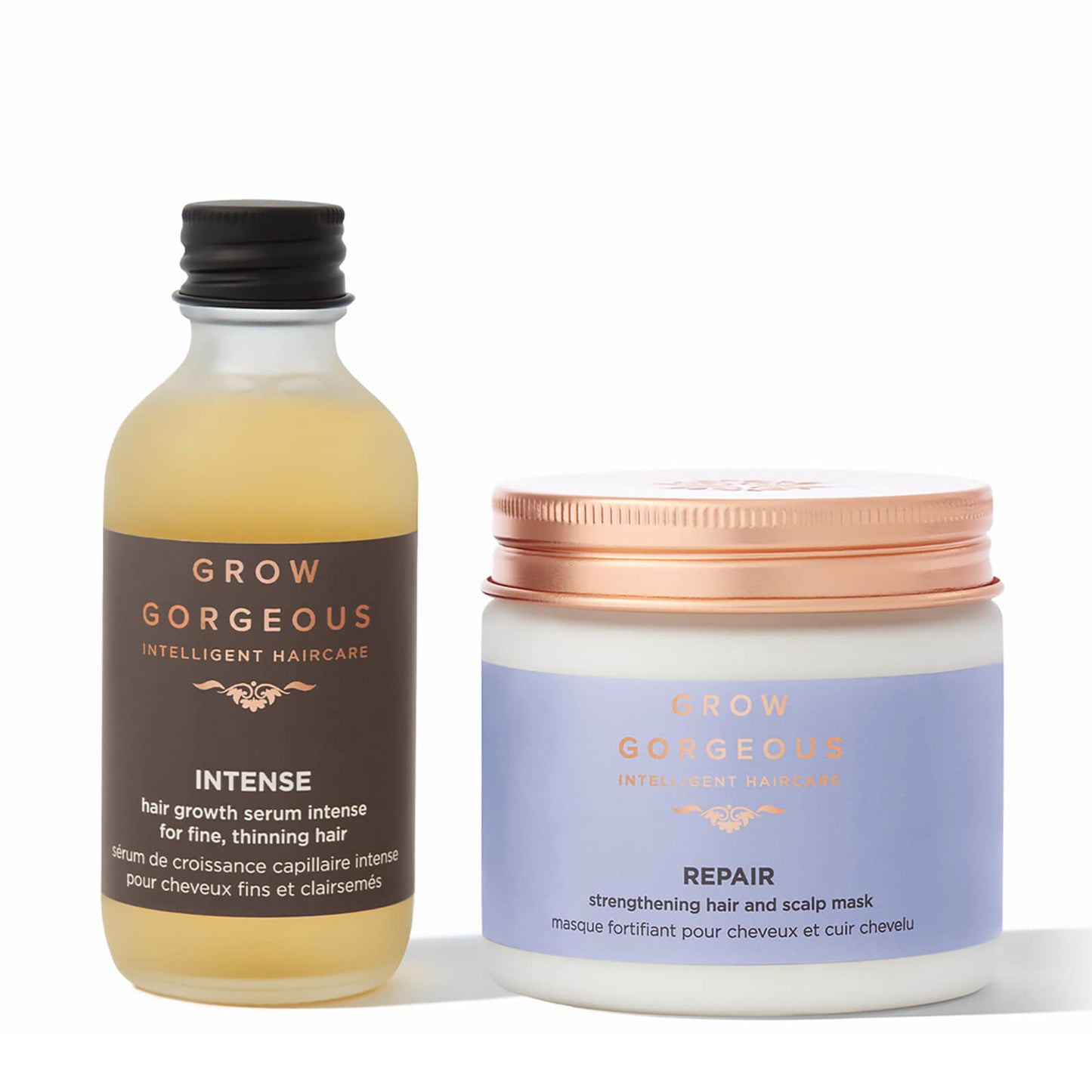 Grow Gorgeous Hangover Hair: Hair Growth Serum Intense + Repair Strengthening Hair and Scalp Mask Duo