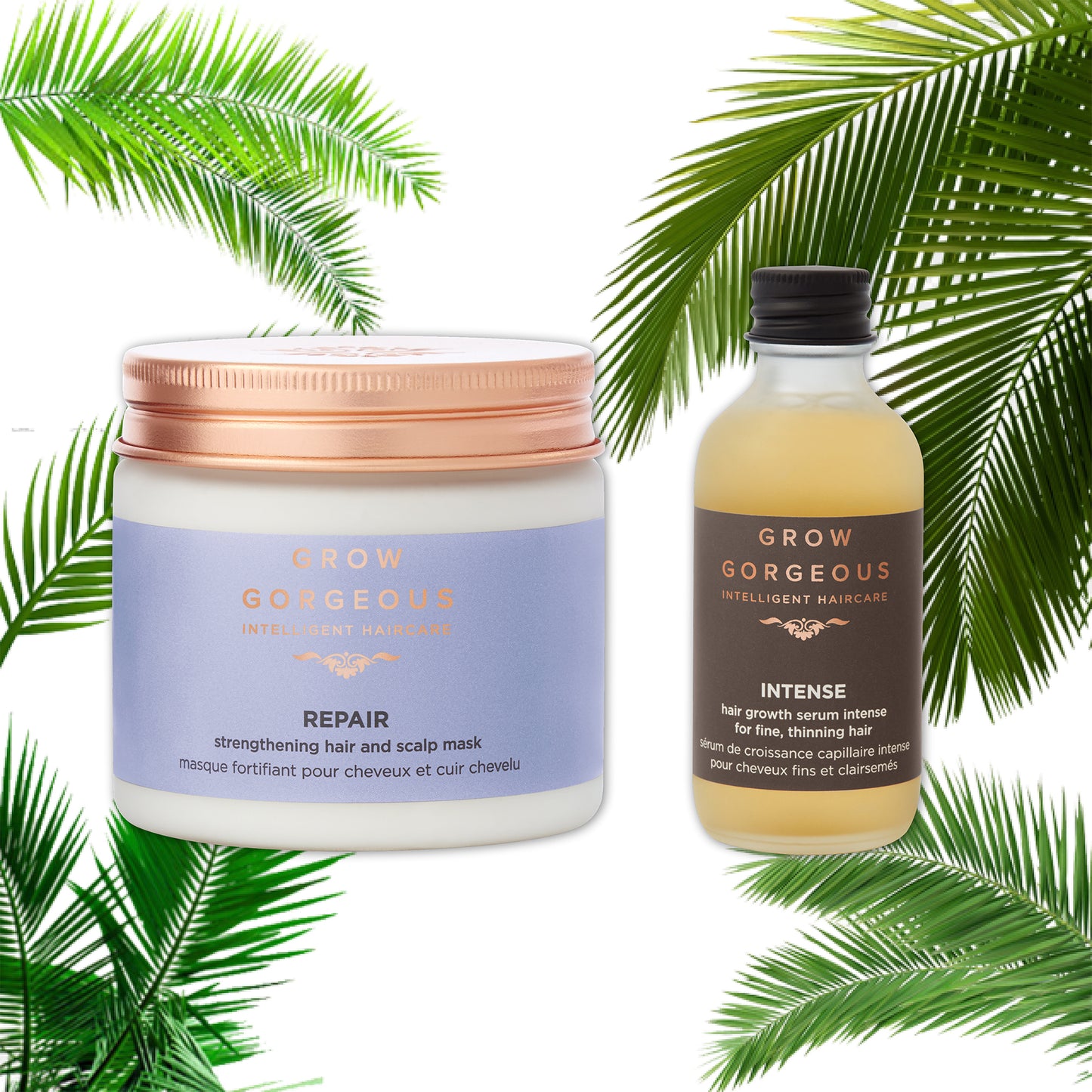 Grow Gorgeous Hangover Hair: Hair Growth Serum Intense + Repair Strengthening Hair and Scalp Mask Duo