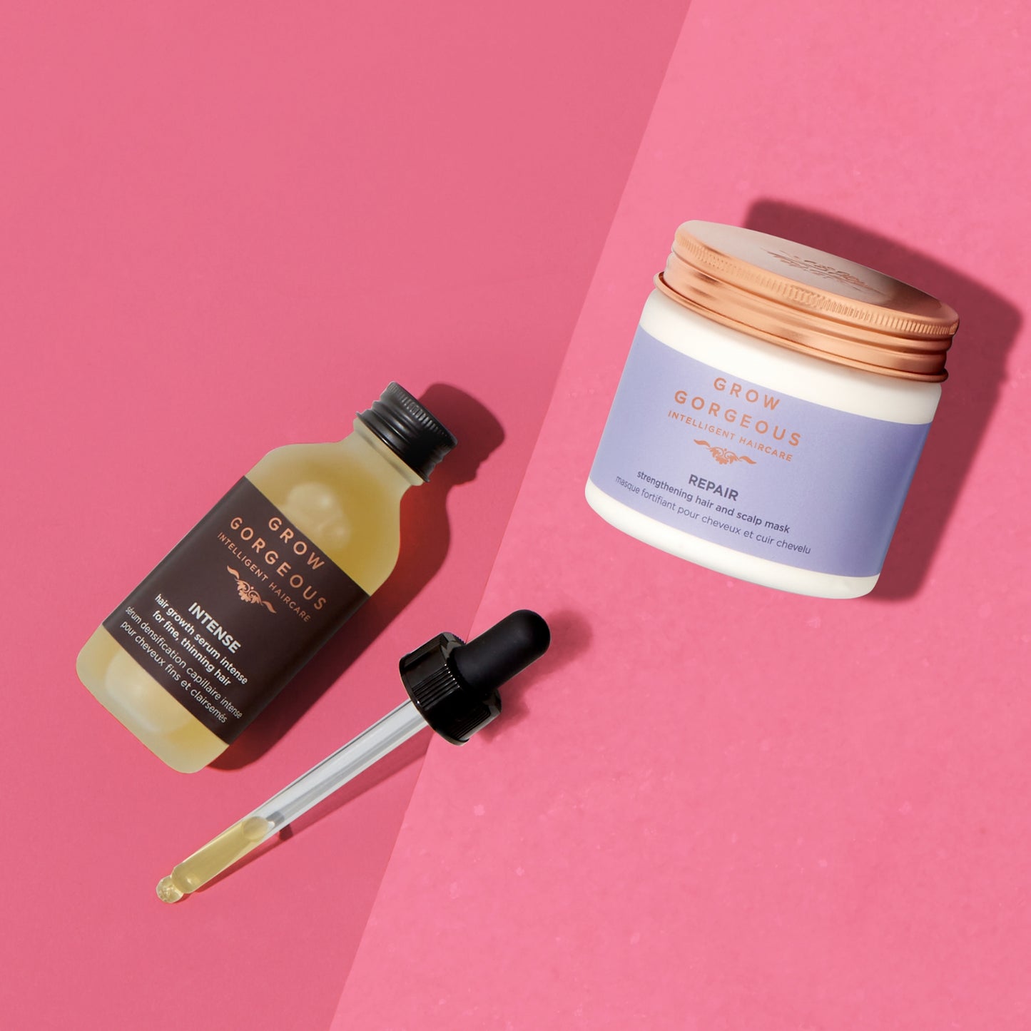 Grow Gorgeous Hangover Hair: Hair Density Serum Intense + Repair Strengthening Hair and Scalp Mask Duo