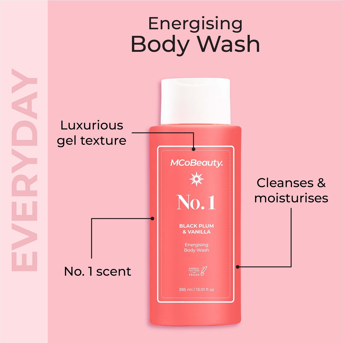 MCoBeauty Everyday Body Wash Cream-Gel 385ml - No.1 Black Plum & Vanilla