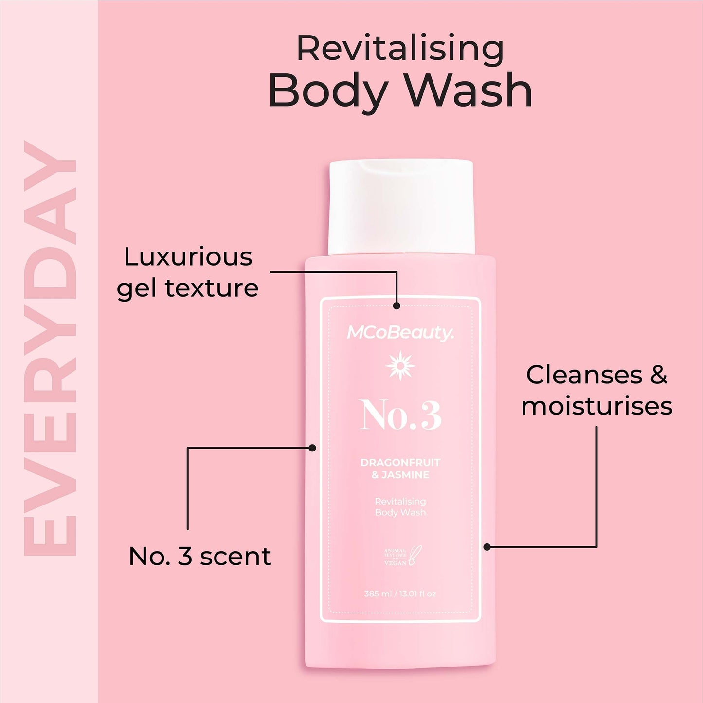 MCoBeauty Everyday Body Wash Cream-Gel 385ml - No.3 Dragonfruit & Jasmine