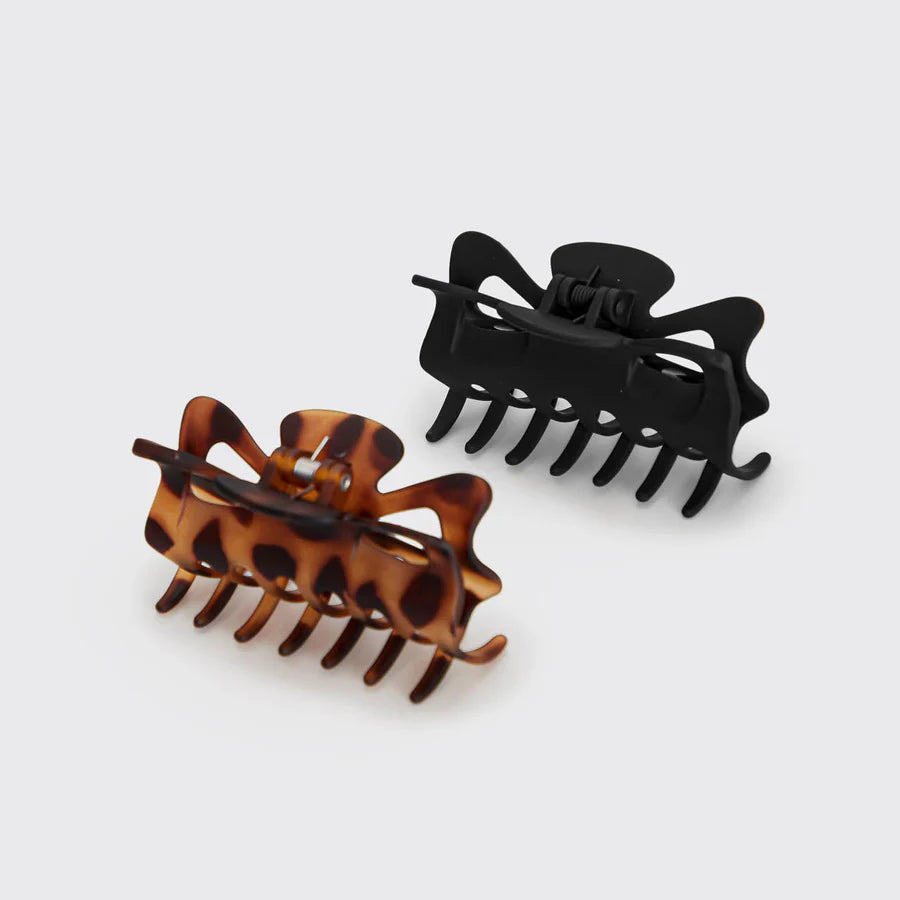 Kitsch Recycled Plastic Medium Classic Claw Clips 2pc Set - Black & Tort