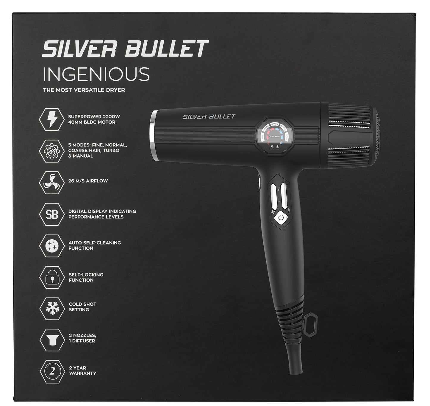 Silver Bullet Ingenious Hair Dryer - Black
