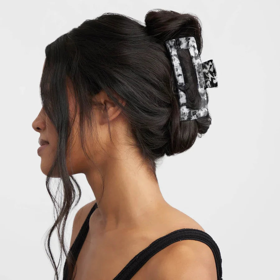 Kitsch Rectangle Claw Clip Jumbo - Black Marble