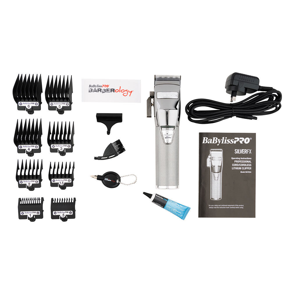 BaBylissPRO BaBylissPRO Silver FX Lithium Clipper - Silver Cord/Cordless Beard Care