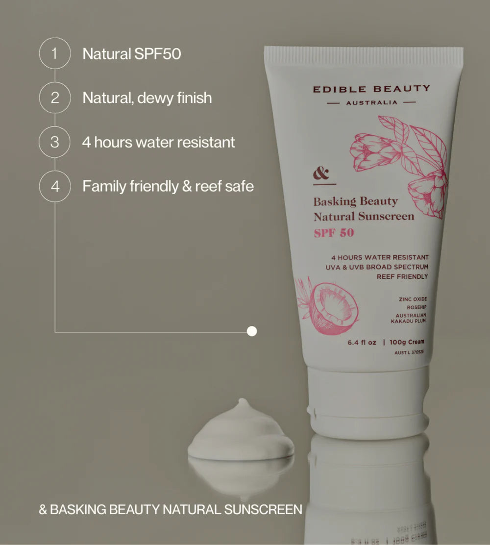 Edible Beauty Basking Beauty Natural Sunscreen SPF50 100g