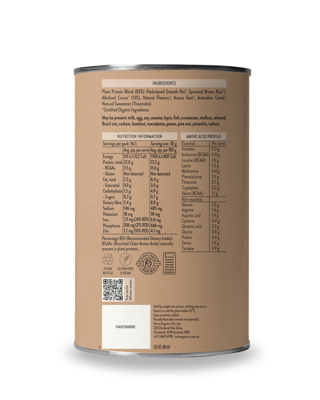 Nutra Organics Clean Plant Protein Chocolate 500g