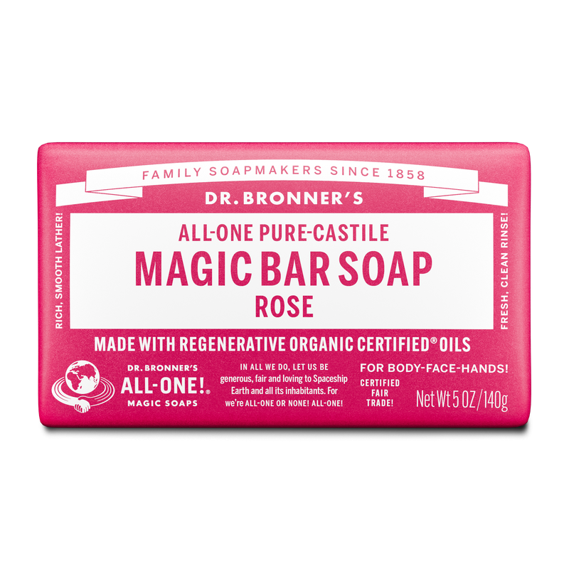 Dr. Bronner's Pure Castile Bar Soap - Rose 140g
