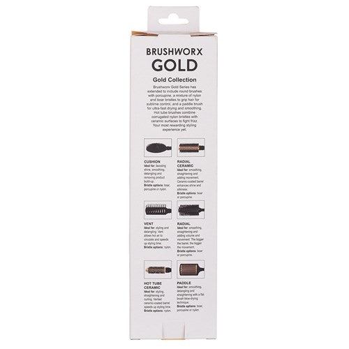 Brushworx Gold Oval Cushion Brush Boar Bristle
