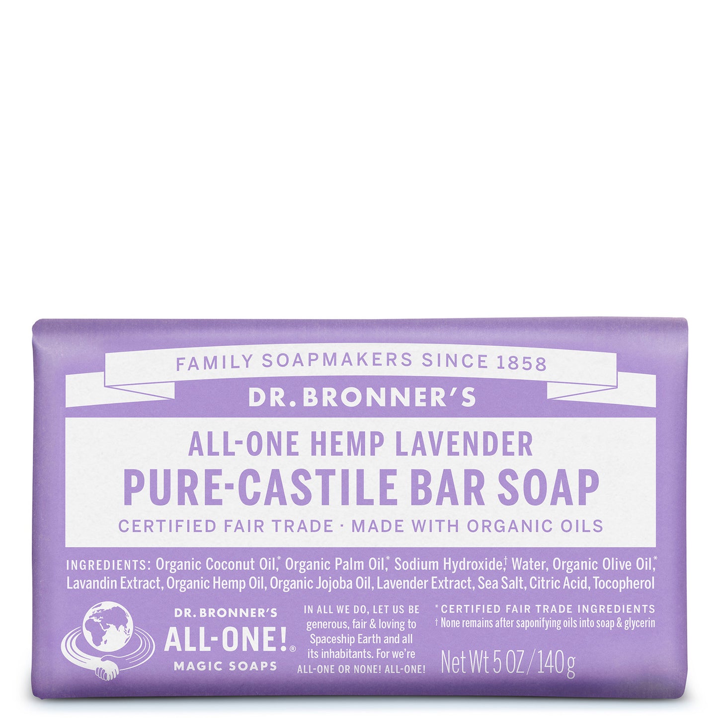 Dr. Bronner's Pure Castile Bar Soap - Lavender 140g