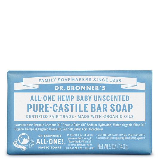 Dr. Bronner's Pure Castile Bar Soap - Baby Unscented 140g