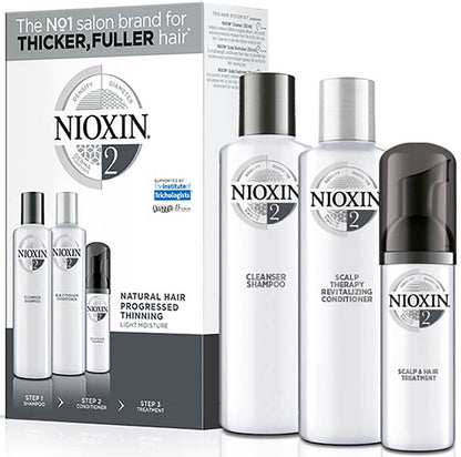 NIOXIN Hair System Kit 2 for Noticeably Thinning Natural Hair (3 Products)