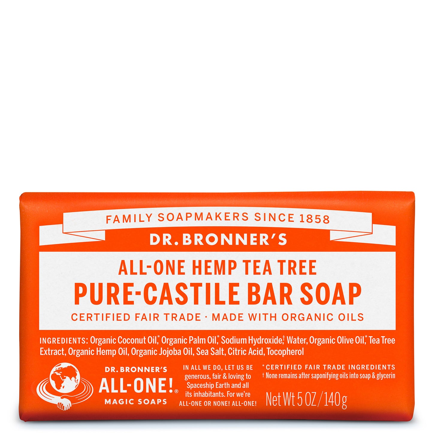 Dr. Bronner's Pure Castile Bar Soap - Tea Tree 140g