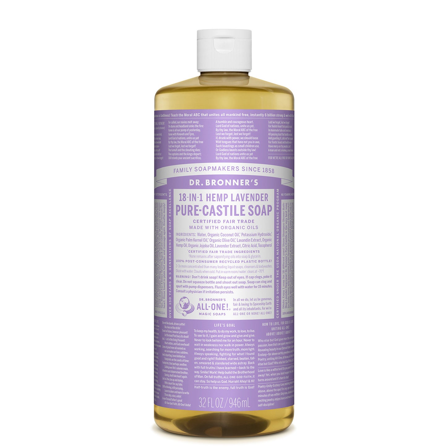 Dr. Bronner's Pure Castile Liquid Soap - Lavender 946ml