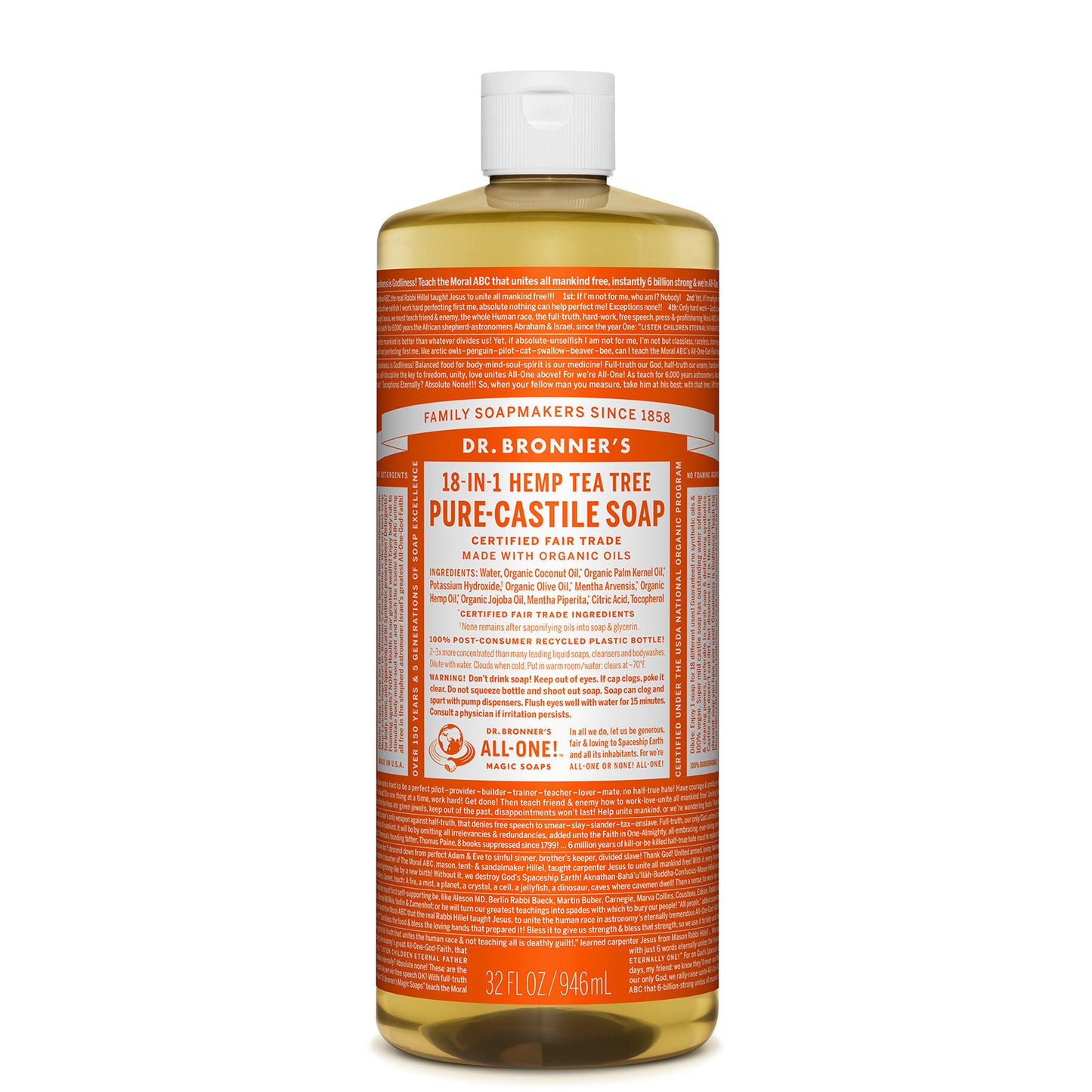 Dr. Bronner's Pure Castile Liquid Soap - Tea Tree 946ml