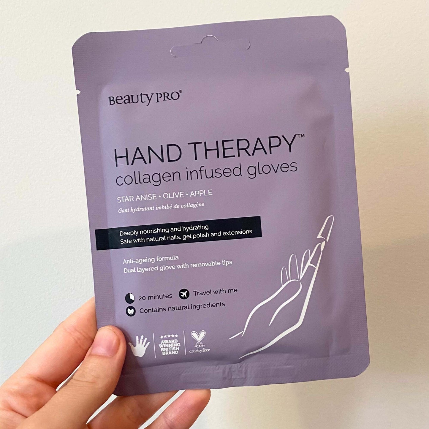 BEAUTYPRO Hand Therapy Collagen Infused Glove with Removable Finger Tips (1 Pair)