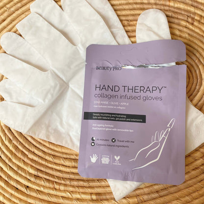 BEAUTYPRO Hand Therapy Collagen Infused Glove with Removable Finger Tips (1 Pair)