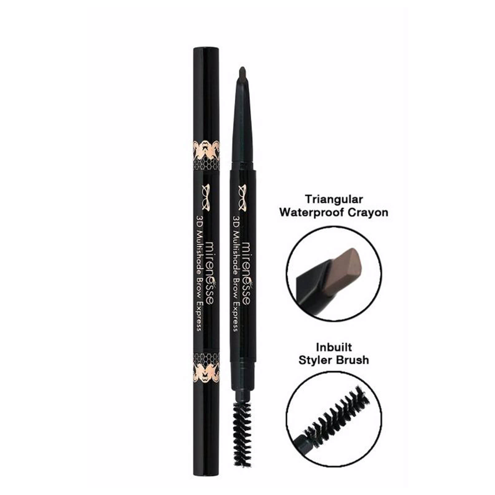 mirenesse 3D Multishade Brow Express Waterproof Crayon And Styler Brush - Universal Colour 0.45g