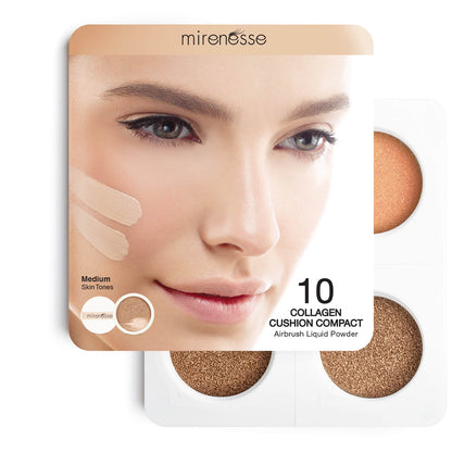 mirenesse 4 Piece Starter Collagen Cushion Foundation and Blush Mini Set - Medium 6g