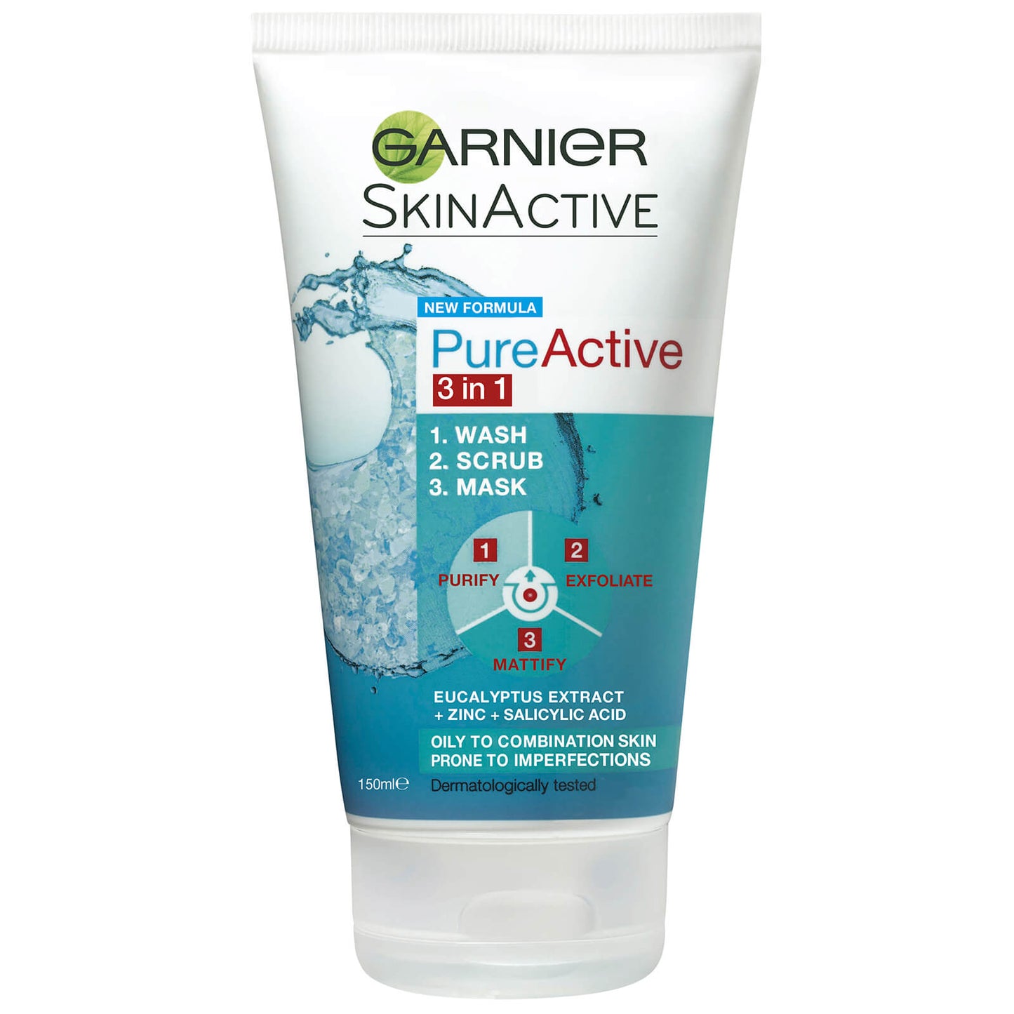 Garnier SkinActive PureActive 3-in-1 Wash, Scrub and Mask 150ml