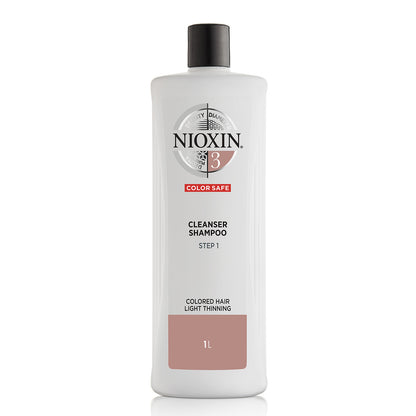 NIOXIN 3-Part System 3 Cleanser Shampoo for Coloured Hair with Light Thinning 1000ml