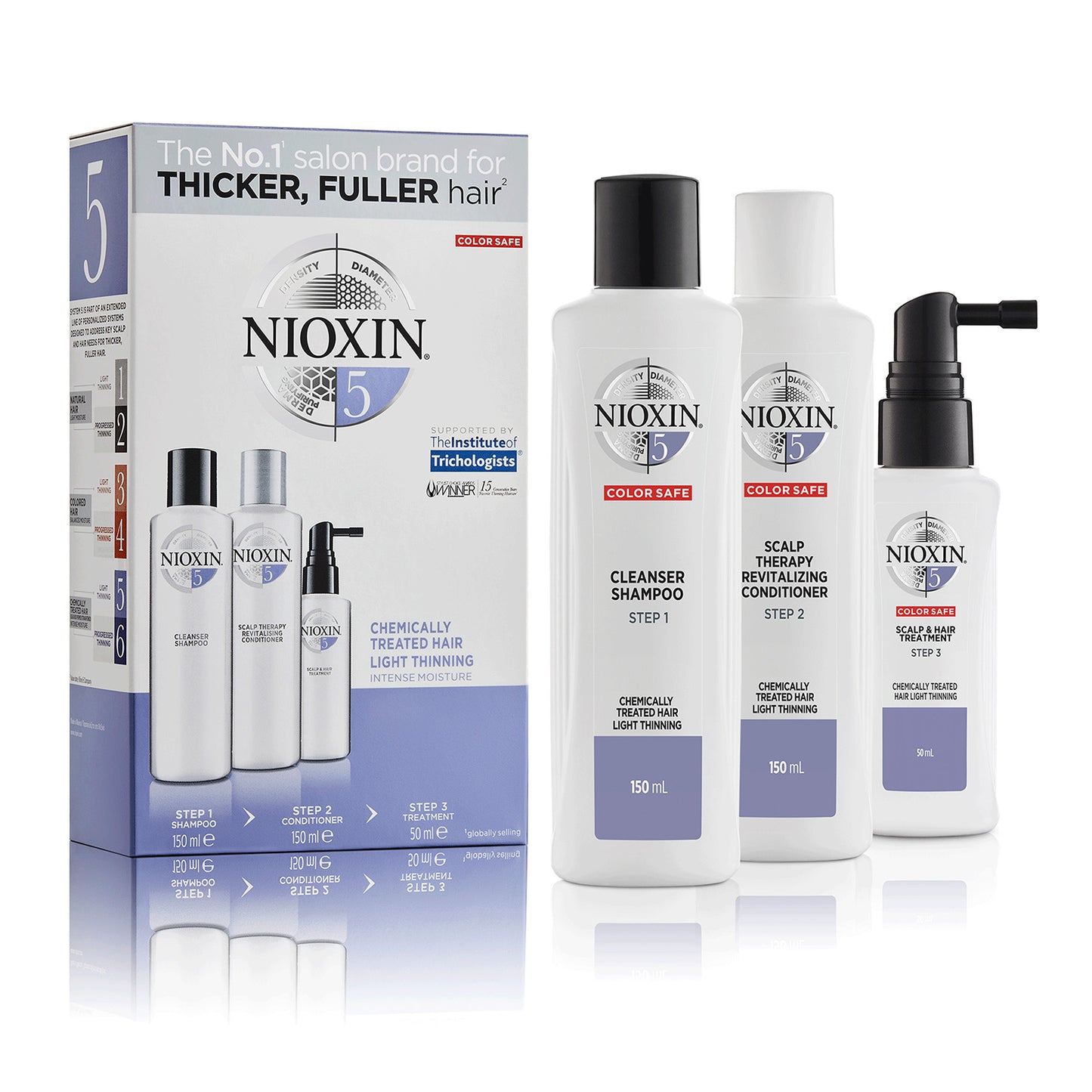 NIOXIN 3-Part System 5 Trial Kit for Chemically Treated Hair with Light Thinning