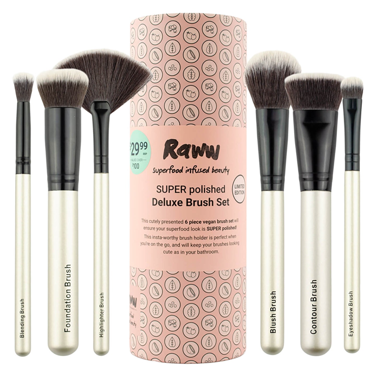 RAWW Super Polished 6 Piece Brush Set - Pink