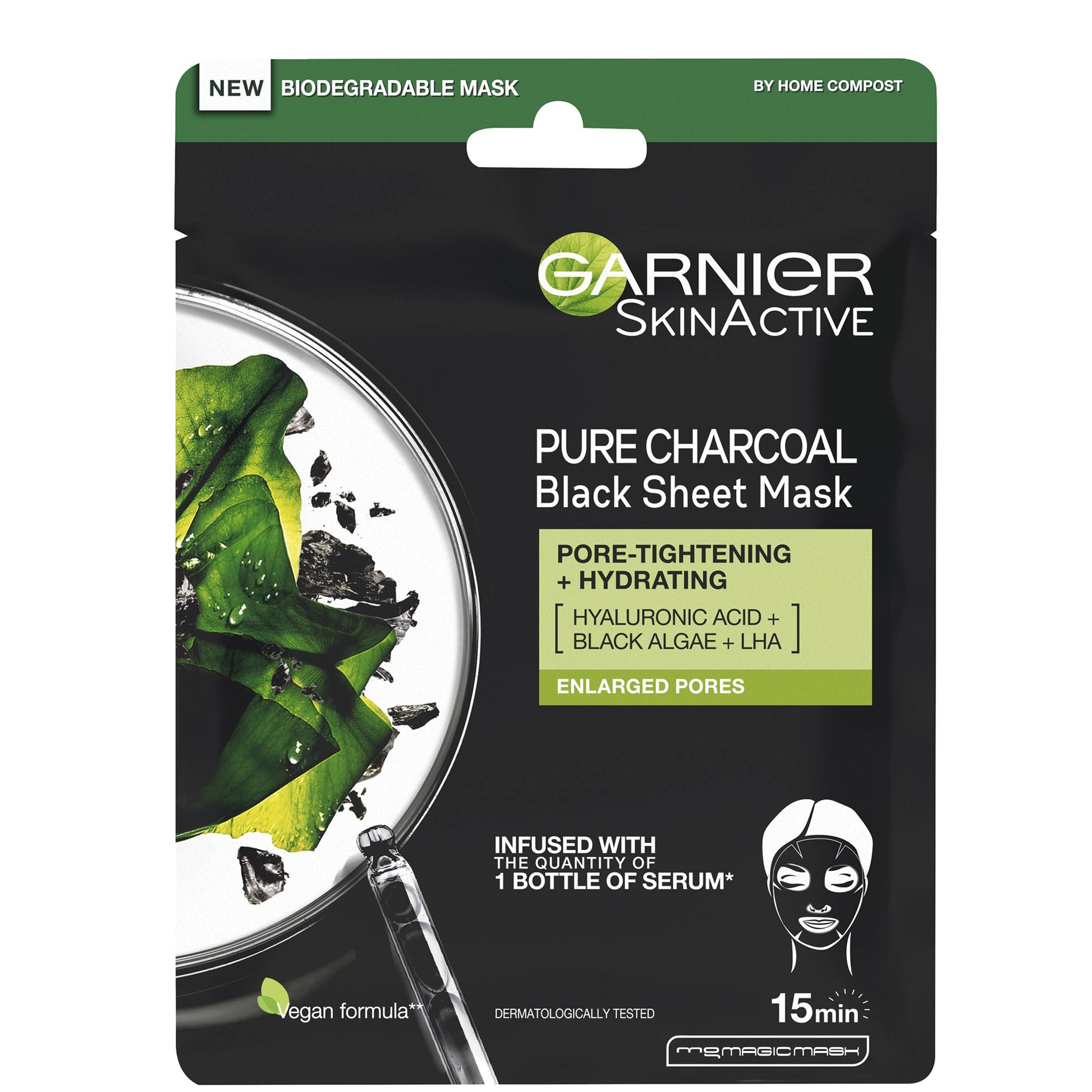 Garnier Charcoal and Algae Purifying and Hydrating Face Sheet Mask for Enlarged Pores 28g