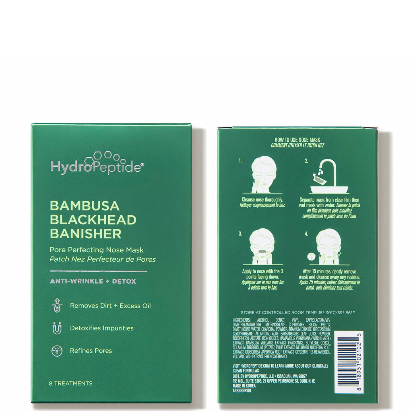 Hydroactive Bambusa Blackhead Banisher: Pore Perfecting Nose Mask 8 Pack