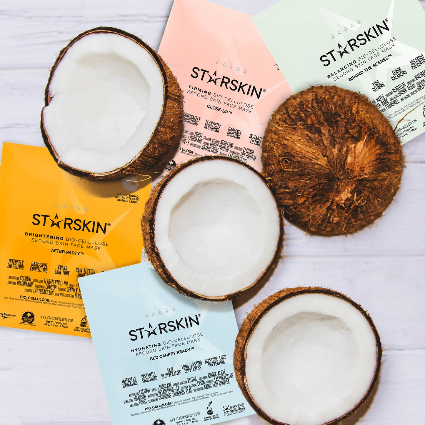 STARSKIN After Party Brightening Coconut Bio-Cellulose Second Skin Face Mask