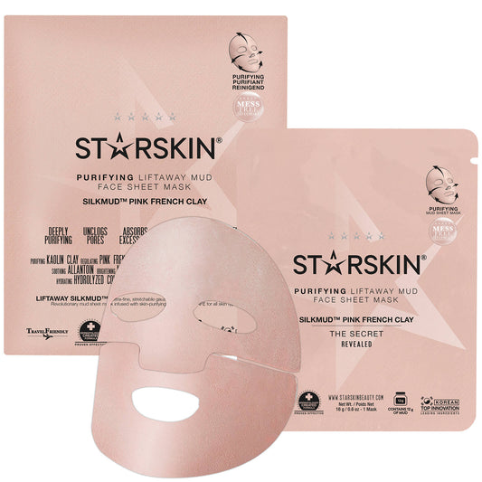 STARSKIN Silkmud French Pink Clay Clarifying Mud Sheet Face Mask