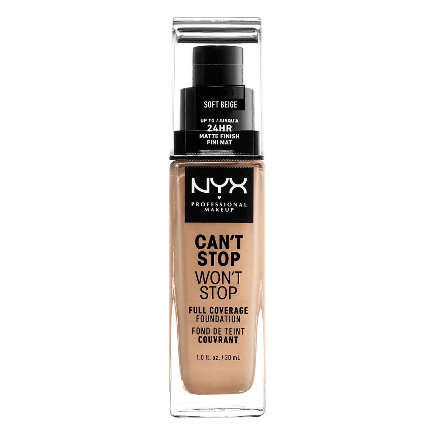 NYX Professional Makeup Can't Stop Won't Stop Full Coverage Liquid Foundation 30ml (Various Shades)