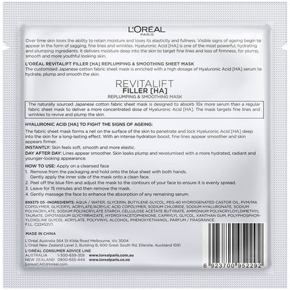 L'Oréal Paris Revitalift Filler [HA] Replumping and Smoothing Sheet Mask 35g