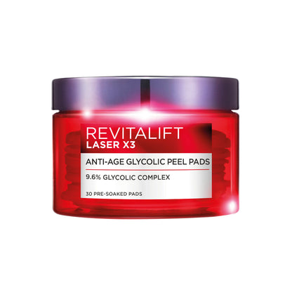 L'Oréal Paris Revitalift Laser X3 Anti-Age Glycolic Peel Pads (30 Pads)