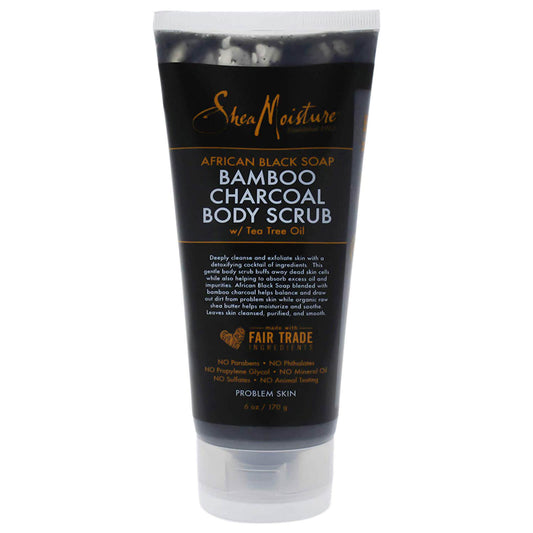 SheaMoisture African Black Soap Bamboo Charcoal Body Scrub 170g (Free Gift)