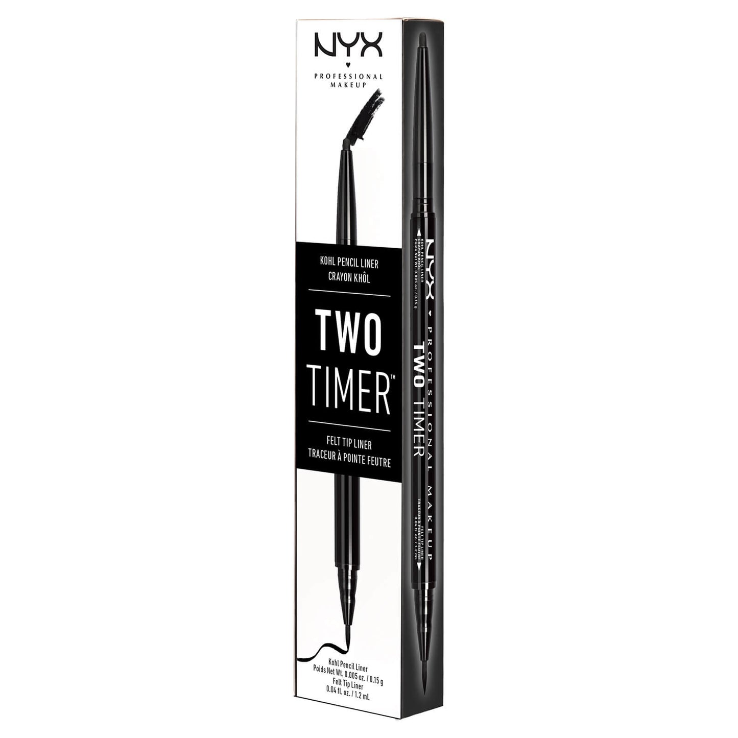 NYX Professional Makeup Two Timer Dual Ended Eyeliner - Jet Black 1.2ml