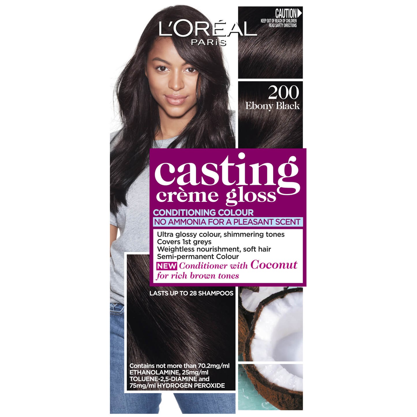 L'Oréal Paris Casting Creme Gloss Semi-Permanent Hair Colour - Ebony Black 200