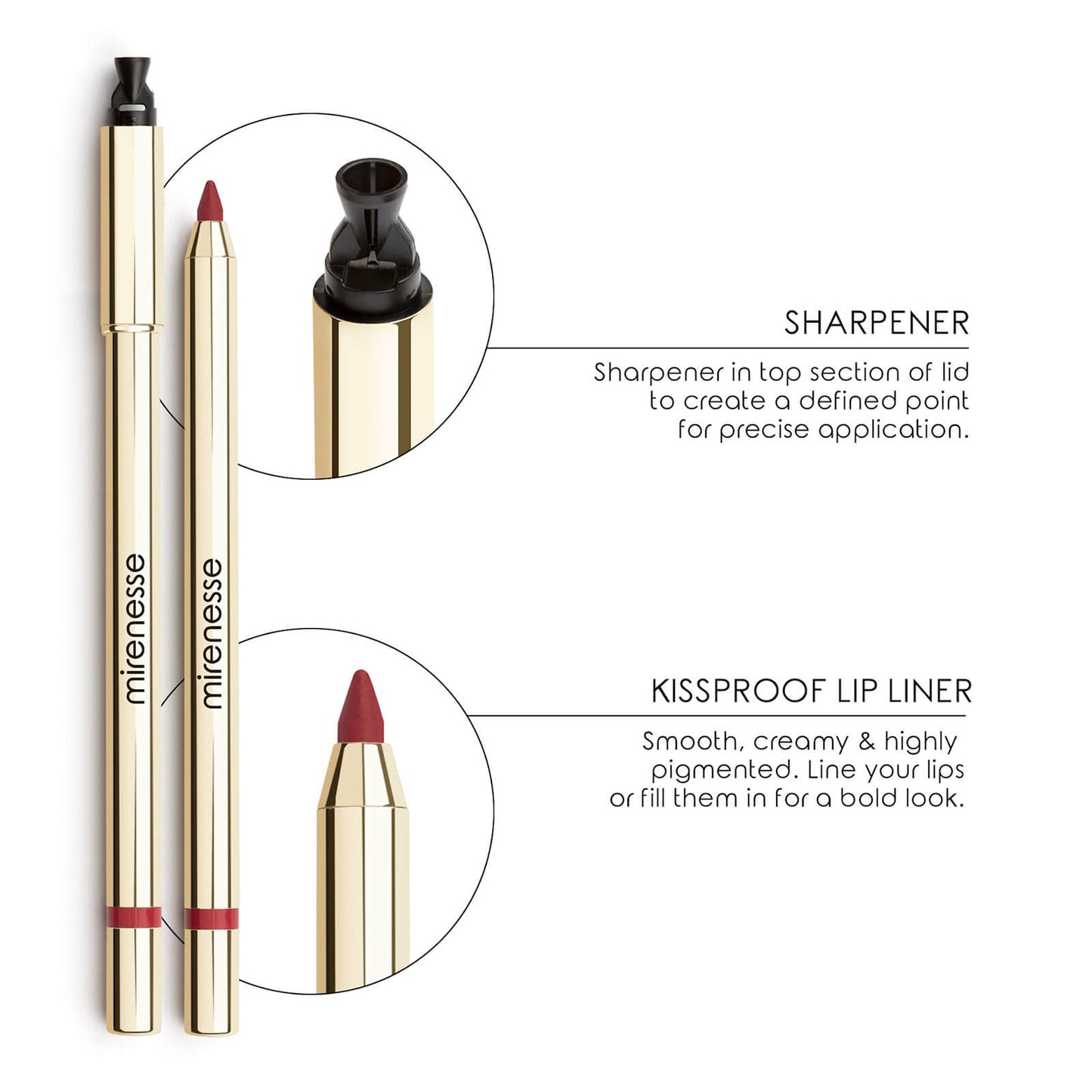 mirenesse All Day Velvet Matte Kissproof Lip Liner Set - Be Bold