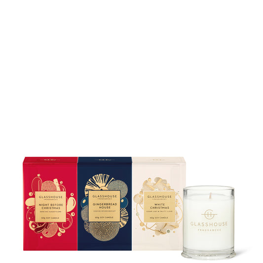 Glasshouse Christmas Mini Candle Trio Set (3 x 60g)