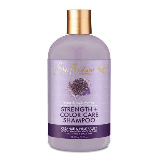 3X Shea Moisture 399ml Shampoo Strength And Colour Care Purple Rice Water With Wild Orchid And Sweet Violet Extract - 399ml