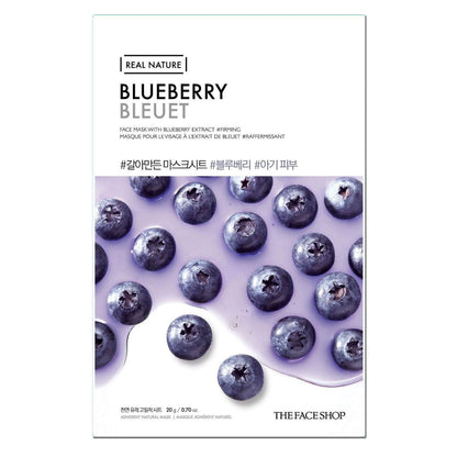 THE FACE SHOP Real Nature Sheet Mask - Blueberry (Pack of 5)