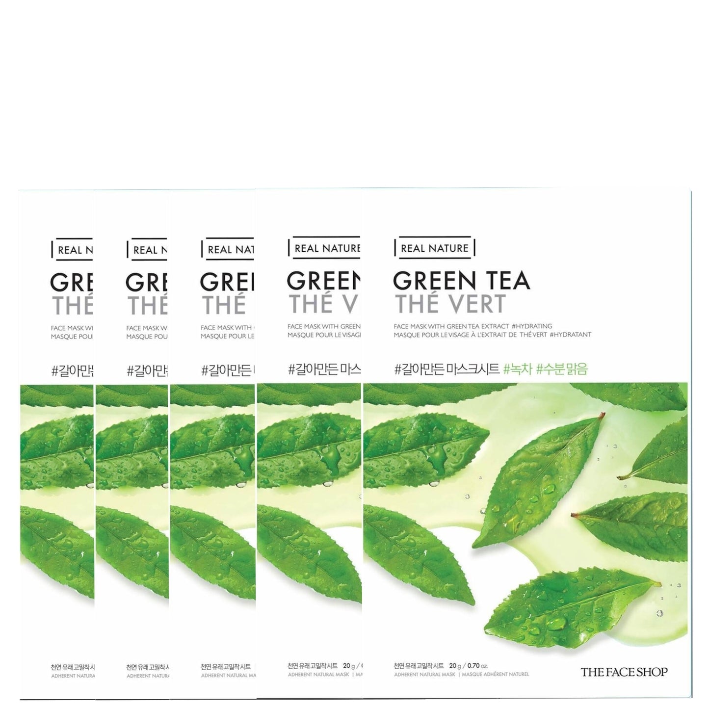 THE FACE SHOP Real Nature Sheet Mask - Green Tea (Pack of 5)