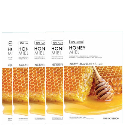 THE FACE SHOP Real Nature Sheet Mask - Honey (Pack of 5)