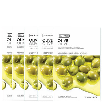 THE FACE SHOP Real Nature Sheet Mask - Olive (Pack of 5)