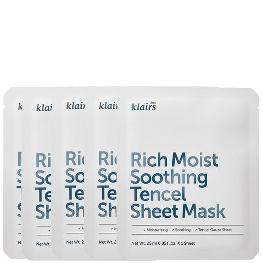 Dear, Klairs Rich Moist Soothing Tencel Sheet Mask (Pack of 5)